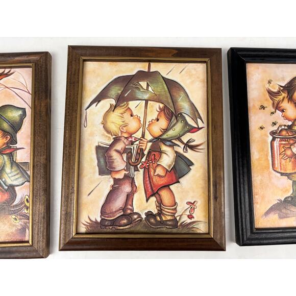 Vintage Hummel Framed Lithograph Prints Children 1970s Cottage Decor Lot of 3 - Picture 6 of 13